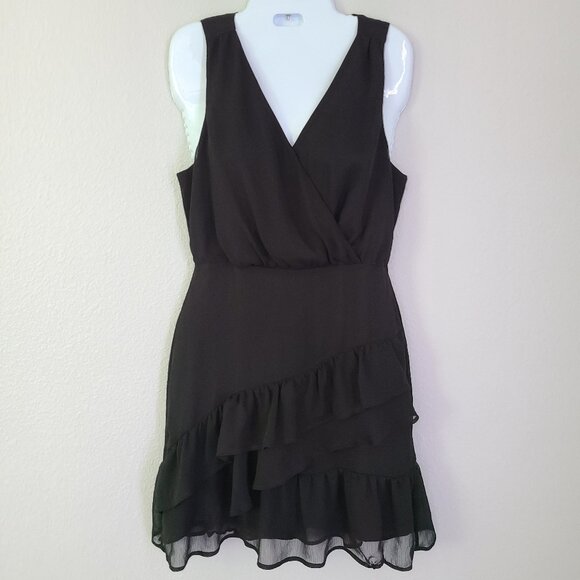 Express womens Black Ruffle Mini Dress size XS - Picture 1 of 11